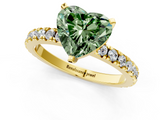 Yellow gold Fancy Green Heart  Diamond Pavé Band Solitaire with Four-Prong Setting_1