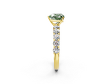 Yellow gold Fancy Green Heart  Diamond Pavé Band Solitaire with Four-Prong Setting_2