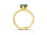 Yellow gold Fancy Green Heart  Diamond Pavé Band Solitaire with Four-Prong Setting_3