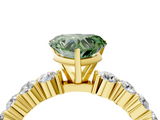 Yellow gold Fancy Green Heart  Diamond Pavé Band Solitaire with Four-Prong Setting_4