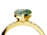 Yellow gold Fancy Green Heart  Diamond Pavé Band Solitaire with Four-Prong Setting_4