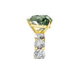 Yellow gold Fancy Green Heart  Diamond Pavé Band Solitaire with Four-Prong Setting_5