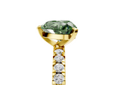 Yellow gold Fancy Green Heart  Diamond Pavé Band Solitaire with Four-Prong Setting_5
