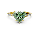Yellow gold Fancy Green Heart  Diamond Pavé Band with Six-Prong Setting_31