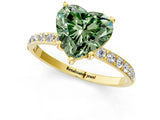 Yellow gold Fancy Green Heart  Diamond Pavé Band with Six-Prong Setting_32
