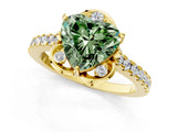 Yellow gold Fancy Green Heart  Diamond Pave Band with Floral Prong Setting_28