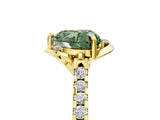 Yellow gold Fancy Green Heart  Diamond Pave Band with Floral Prong Setting_32