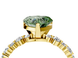 Yellow gold Fancy Green Heart  Diamond Prong Set Engagement Ring with Pave Band_4