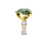 Yellow gold Fancy Green Heart  Diamond Prong Set Engagement Ring with Pave Band_5