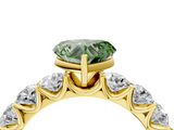 Yellow gold Fancy Green Heart  Diamond Prong Setting with Side Stones on a Pave Band_4