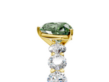 Yellow gold Fancy Green Heart  Diamond Prong Setting with Side Stones on a Pave Band_5