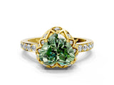 Yellow gold Fancy Green Heart  Diamond Solitaire Ring with Shared Prong Pavé Band_29
