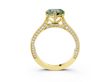 Yellow gold Fancy Green Heart  Diamond Solitaire with Pave Band and Six-Prong Setting_3