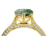 Yellow gold Fancy Green Heart  Diamond Solitaire with Pave Band and Six-Prong Setting_4