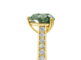 Yellow gold Fancy Green Heart  Diamond Solitaire with Pave Band and Six-Prong Setting_5