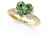 Yellow gold Fancy Green Heart  Diamond Three-Stone Pave Band with Four-Prong Setting_1