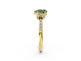 Yellow gold Fancy Green Heart  Diamond Three-Stone Pave Band with Four-Prong Setting_2
