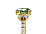 Yellow gold Fancy Green Heart  Diamond Three-Stone Pave Band with Four-Prong Setting_5
