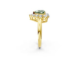 Yellow gold Fancy Green Heart  Halo Cluster Diamond Engagement Ring with Prong Setting and Polished Band_65