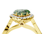 Yellow gold Fancy Green Heart  Halo Diamond Engagement Ring with Filigree Band and Four-Prong Setting_85