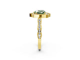 Yellow gold Fancy Green Heart  Halo Diamond Engagement Ring with Milgrain Band and Four-Prong Setting_19