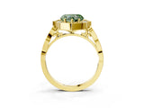 Yellow gold Fancy Green Heart  Halo Diamond Engagement Ring with Milgrain Band and Four-Prong Setting_20