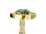 Yellow gold Fancy Green Heart  Halo Diamond Engagement Ring with Milgrain Band and Four-Prong Setting_22