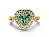 Yellow gold Fancy Green Heart  Halo Diamond Engagement Ring with Milgrain Pave Band and Four-Prong Setting_24