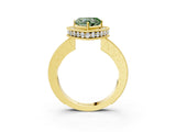 Yellow gold Fancy Green Heart  Halo Diamond Engagement Ring with Milgrain Pave Band and Four-Prong Setting_42