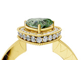 Yellow gold Fancy Green Heart  Halo Diamond Engagement Ring with Milgrain Pave Band and Four-Prong Setting_50