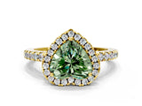 Yellow gold Fancy Green Heart  Halo Diamond Engagement Ring with Pavé Band and Four-Prong Setting_57