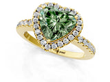 Yellow gold Fancy Green Heart  Halo Diamond Engagement Ring with Pavé Band and Four-Prong Setting_58