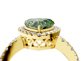 Yellow gold Fancy Green Heart  Halo Diamond Engagement Ring with Pavé Band and Four-Prong Setting_61