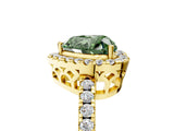 Yellow gold Fancy Green Heart  Halo Diamond Engagement Ring with Pavé Band and Four-Prong Setting_62