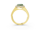 Yellow gold Fancy Green Heart  Halo Diamond Engagement Ring with Solitaire Band and Four-Prong Setting_3
