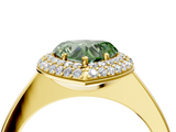Yellow gold Fancy Green Heart  Halo Diamond Engagement Ring with Solitaire Band and Four-Prong Setting_4