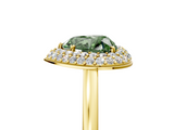 Yellow gold Fancy Green Heart  Halo Diamond Engagement Ring with Solitaire Band and Four-Prong Setting_5