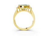 Yellow gold Fancy Green Heart  Halo Diamond Engagement Ring with Split Shank and Four-Prong Setting 3