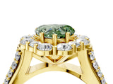 Yellow gold Fancy Green Heart  Halo Diamond Engagement Ring with Split Shank and Prong Setting_33