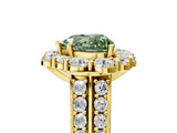 Yellow gold Fancy Green Heart  Halo Diamond Engagement Ring with Split Shank and Prong Setting_34