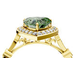 Yellow gold Fancy Green Heart  Halo Diamond Engagement Ring with Twisted Band and Four-Prong Setting 4