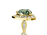 Yellow gold Fancy Green Heart  Halo Diamond Engagement Ring with Twisted Band and Four-Prong Setting 5