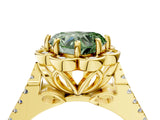 Yellow gold Fancy Green Heart  Halo Diamond Floral Split Shank Engagement Ring 4