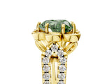 Yellow gold Fancy Green Heart  Halo Diamond Floral Split Shank Engagement Ring 5