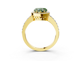 Yellow gold Fancy Green Heart  Halo Diamond Pavé Band Ring with Prong Setting_3