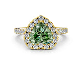 Yellow gold Fancy Green Heart  Halo Diamond Pavé Solitaire Ring_63