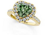 Yellow gold Fancy Green Heart  Halo Diamond Pavé Solitaire Ring_64