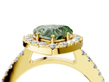Yellow gold Fancy Green Heart  Halo Diamond Pavé Solitaire Ring_67