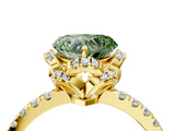 Yellow gold Fancy Green Heart  Halo Diamond Pave Band Ring with Four-Prong Setting_19