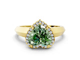 Yellow gold Fancy Green Heart  Halo Diamond Ring with Cathedral Band and Four-Prong Setting_34